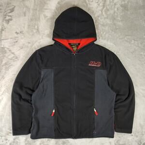VTG Y2K Harley Davidson black fleece biker streetwear wide jacket wms size 1W